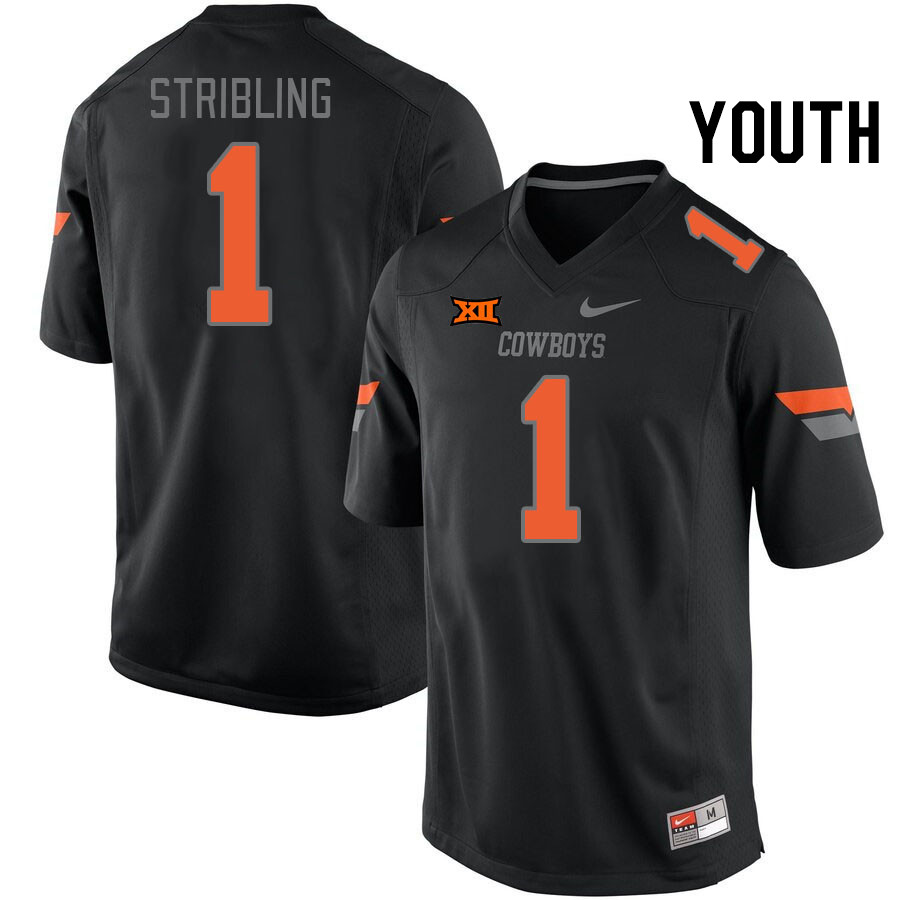 Youth #1 De'Zhaun Stribling Oklahoma State Cowboys College Football Jerseys Stitched-Retro Black